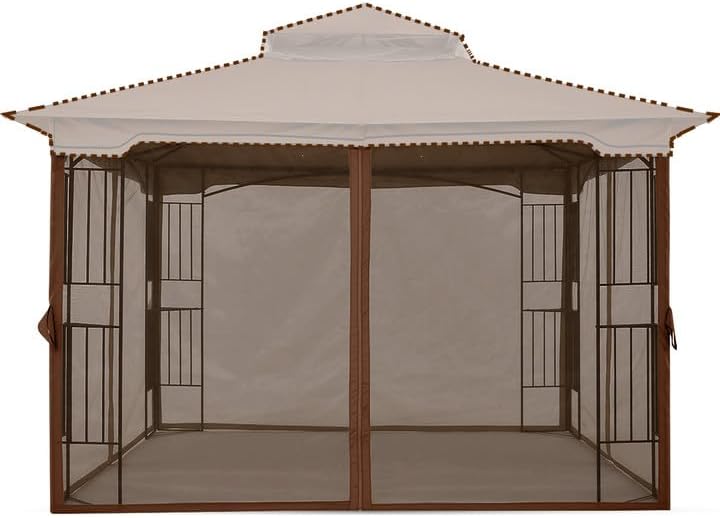 Mosquito Screen Walls for Gazebo, 10x12 ft, Coffee in 10x12 ft