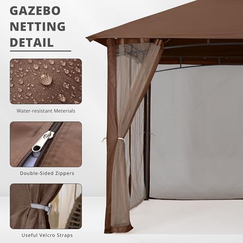Mosquito Screen Walls for Gazebo, 10x12 ft, Coffee in 10x12 ft, alternate view 4