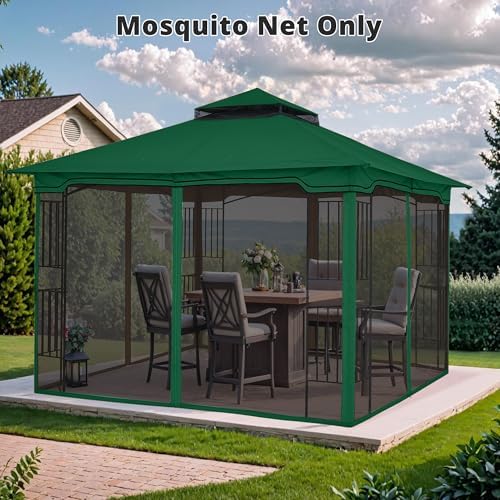 Mosquito Screen Walls for Gazebo, 10x12 ft, Forest Green in 10x12 ft, alternate view 2