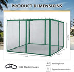 Mosquito Screen Walls for Gazebo, 10x12 ft, Forest Green in 10x12 ft, alternate view 3