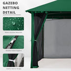 Mosquito Screen Walls for Gazebo, 10x12 ft, Forest Green in 10x12 ft, alternate view 4