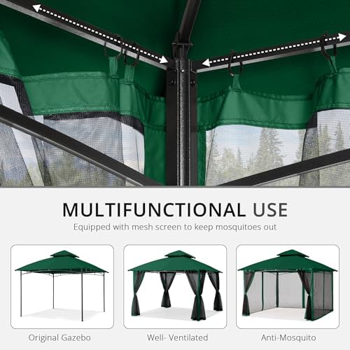 Mosquito Screen Walls for Gazebo, 10x12 ft, Forest Green in 10x12 ft, alternate view 7