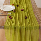 Moss Green Cheesecloth Table Runner 120 Inches Fall Party Home Decorations, alternate view 5