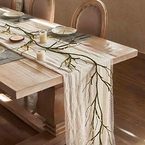Mossy Garland Lights 6FT 48 LED Battery Operated Lighted Twig Vine with Timer for Halloween Christmas Party