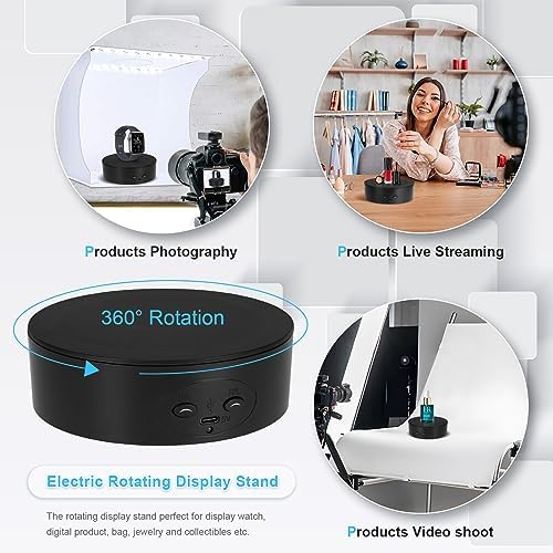 Motorized Rotating Display Stand, 5in/11lbs Load, 360° Rotating Platform for Jewelry Watch 3D Models Cake, alternate view 3