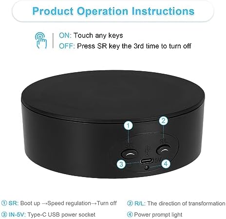 Motorized Rotating Display Stand, 5in/11lbs Load, 360° Rotating Platform for Jewelry Watch 3D Models Cake, alternate view 5