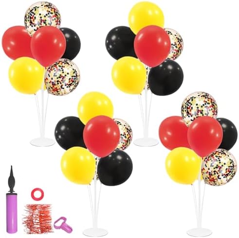 Mouse Birthday Decorations,4Set Red Yellow Black Balloon Stand Kit in 4 Count (Pack of 1) in Black Gold