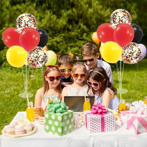 Mouse Birthday Decorations,4Set Red Yellow Black Balloon Stand Kit in 4 Count (Pack of 1) in Black Gold, alternate view 5