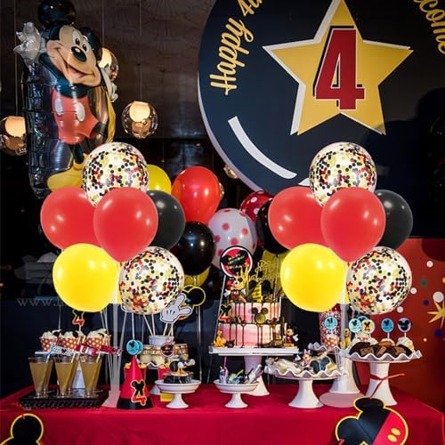 Mouse Birthday Decorations,4Set Red Yellow Black Balloon Stand Kit in 4 Count (Pack of 1) in Black Gold, alternate view 6