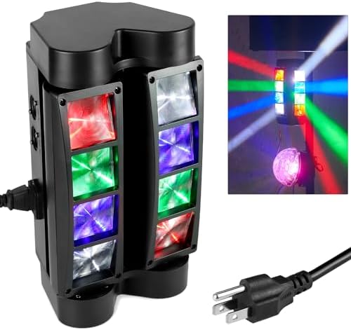 Moving Head DJ Lights, 8 x 3W RGBW Beam Stage Light, 540 Degree XY Axis with 4 Lighting Modes, Sound Activated