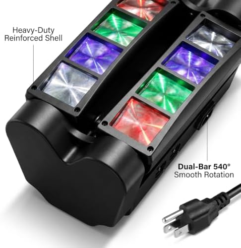 Moving Head DJ Lights, 8 x 3W RGBW Beam Stage Light, 540 Degree XY Axis with 4 Lighting Modes, Sound Activated, alternate