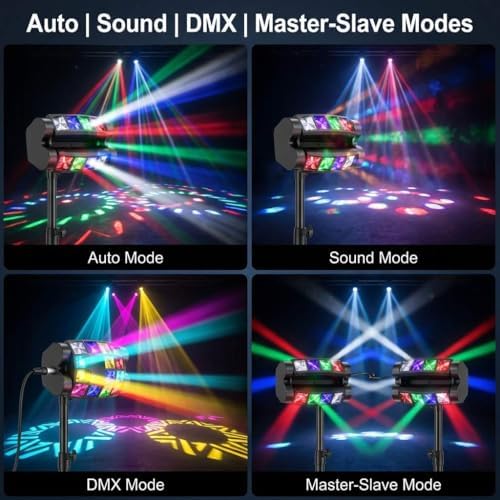 Moving Head DJ Lights, 8 x 3W RGBW Beam Stage Light, 540 Degree XY Axis with 4 Lighting Modes, Sound Activated, alternate