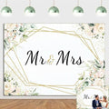 Mr & Mrs White Floral Bridal Shower Backdrop Mr Mrs Wedding Theme Photo Backgrounds 7x5ft Wedding Bride to Be