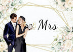 Mr & Mrs White Floral Bridal Shower Backdrop Mr Mrs Wedding Theme Photo Backgrounds 7x5ft Wedding Bride to Be, alternate view