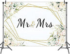 Mr & Mrs White Floral Bridal Shower Backdrop Mr Mrs Wedding Theme Photo Backgrounds 7x5ft Wedding Bride to Be, alternate view