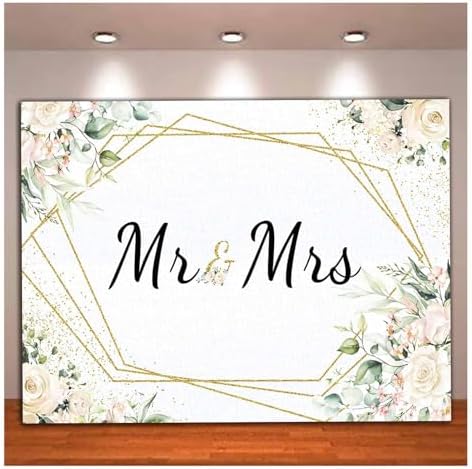 Mrs White Floral Bridal Shower Backdrop Mrs Wedding Theme Photo Backgrounds Bride to Be Engagement Photography