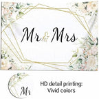 Mrs White Floral Bridal Shower Backdrop Mrs Wedding Theme Photo Backgrounds Bride to Be Engagement Photography, alternate