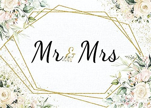 Mrs White Floral Bridal Shower Backdrop Mrs Wedding Theme Photo Backgrounds Bride to Be Engagement Photography, alternate