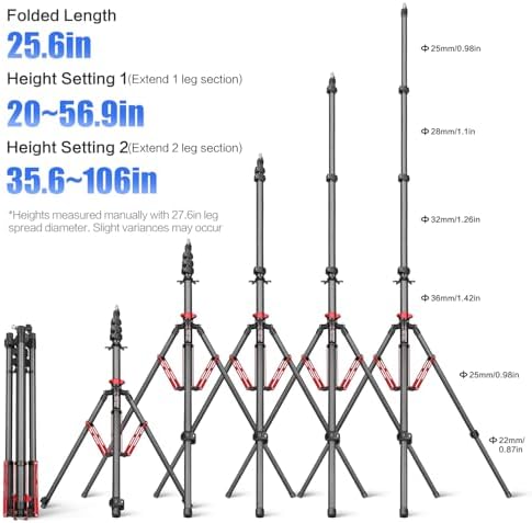 MT-03C Carbon Fiber Tripod, Adjustable Heavy Duty Light Stand, alternate view 4