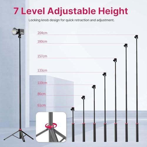MT-79 Extendable Photography Light Stand, 81" Portable Adjustable Light Tripod with 1/4" Screw, 360° Ball Head, alternate