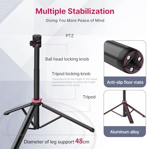 MT-79 Extendable Photography Light Stand, 81" Portable Adjustable Light Tripod with 1/4" Screw, 360° Ball Head, alternate