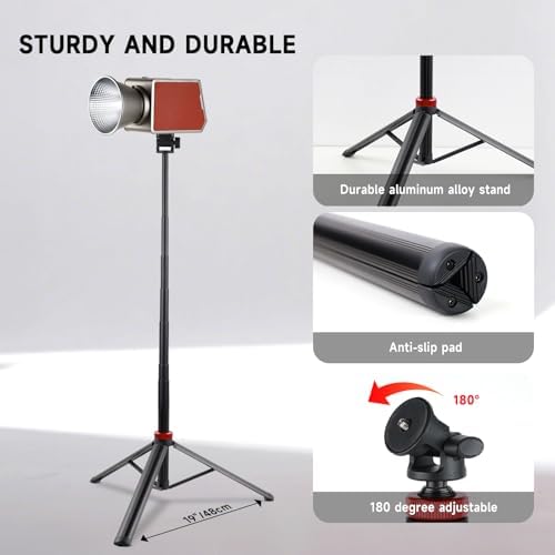 (MT-79) Light Stand Tripod 81", 7-Section 0.8lbs, Foldable - Camera Phone Mount for DSLR, GoPro, iPhone, LED, alternate view