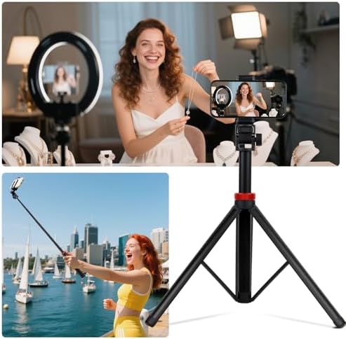 (MT-79) Light Stand Tripod 81", 7-Section 0.8lbs, Foldable - Camera Phone Mount for DSLR, GoPro, iPhone, LED, alternate view