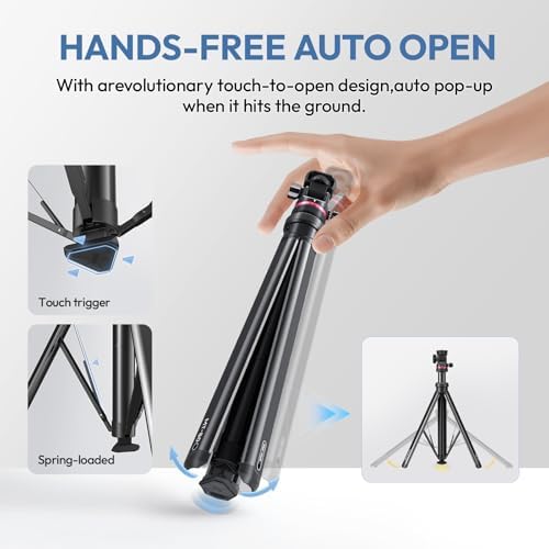 MT-80 Aluminum Tripod Stand, 7FT Auto Pop-Up Camera Light Tripod, alternate view 2