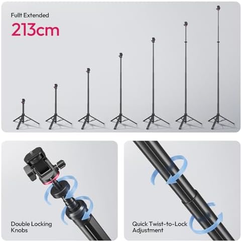 MT-80 Aluminum Tripod Stand, 7FT Auto Pop-Up Camera Light Tripod, alternate view 3