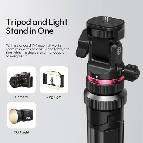 MT-80 Aluminum Tripod Stand, 7FT Auto Pop-Up Camera Light Tripod, alternate view 5