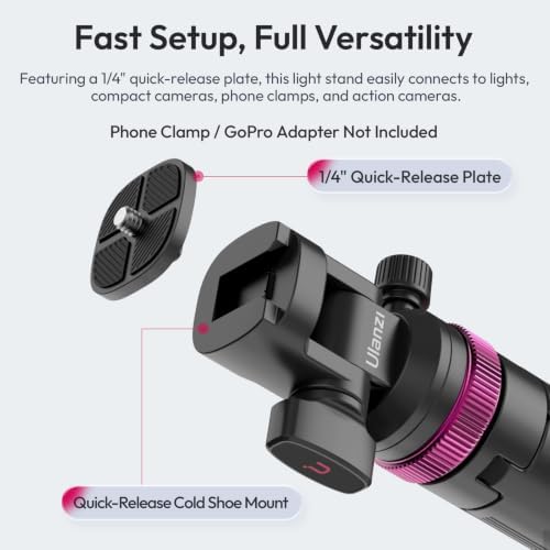 MT-89 Extendable Tripod Aluminum, 82" Portable Adjustable Light Stand with 1/4" Screw Quick Release, Camera, alternate view 3