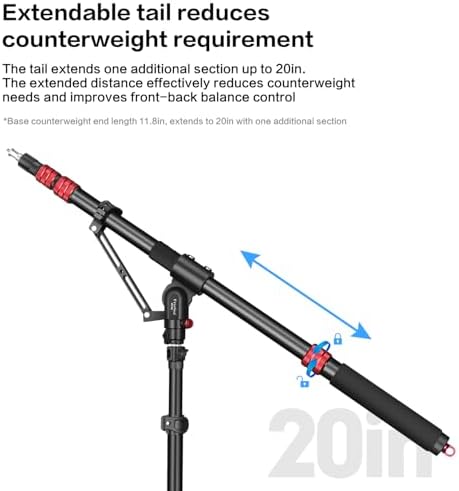 MT-H2 Tripod Extension & Boom Arm Aluminum Heavy-Duty Stand Arm, alternate view 6