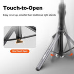 MT68 Auto-Open 83.4" Light Stand, for DSLR, iPhone, Action Cam, Light in Black, alternate view 2
