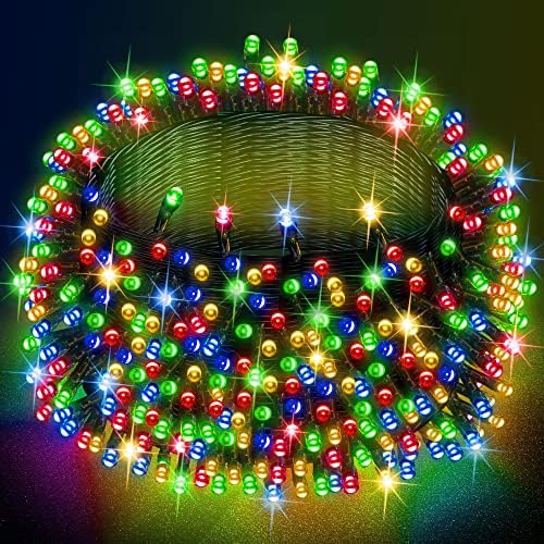Multi-Colored Christmas String Lights, 82ft 1000 LED Waterproof Green Wire Fairy Lights with 8 Modes, Outdoor