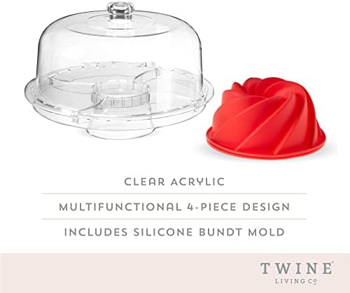 Multi-Functional Acrylic Server with Bundt Cake Mold, Dessert Serving Platter Set, Cake Pan, Cake Stand, Clear, alternate