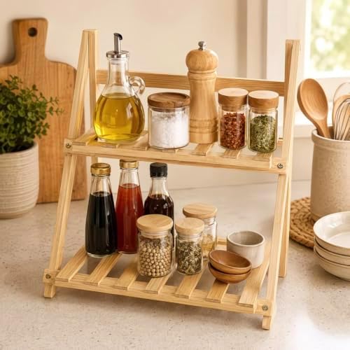 Multi-tier Display Stand, Natural Wood Finish, Foldable For Storage, Cupcake Stand For Dessert Tables, alternate view 2
