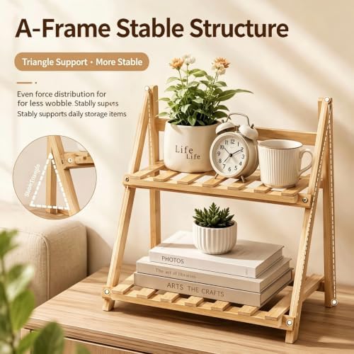Multi-tier Display Stand, Natural Wood Finish, Foldable For Storage, Cupcake Stand For Dessert Tables, alternate view 6