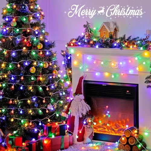 Multicolor 100 LED Globe Christmas Lights Indoor Plug in, alternate view 4