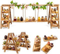 Multifunctional Wooden Dessert Table Display Set with Flower Decor in Charred Wood Grain