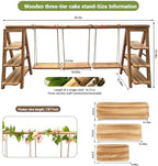 Multifunctional Wooden Dessert Table Display Set with Flower Decor in Charred Wood Grain, alternate view 2