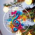 Musical Note Crystal Glass Christmas Ornament- Music Gifts for Teachers, Musincians, Instruments, Piano, Guitar