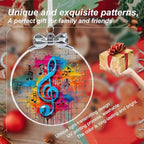 Musical Note Crystal Glass Christmas Ornament- Music Gifts for Teachers, Musincians, Instruments, Piano, Guitar, alternate