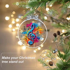 Musical Note Crystal Glass Christmas Ornament- Music Gifts for Teachers, Musincians, Instruments, Piano, Guitar, alternate