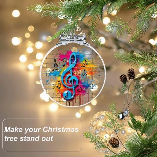 Musical Note Crystal Glass Christmas Ornament- Music Gifts for Teachers, Musincians, Instruments, Piano, Guitar, alternate