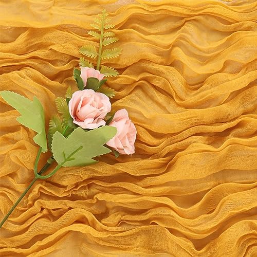 Mustard 10FT Cheesecloth Table Runner Boho Gauze Fabric Table Runner Rustic Sheer Runner for Wedding Bridal Baby, alternate