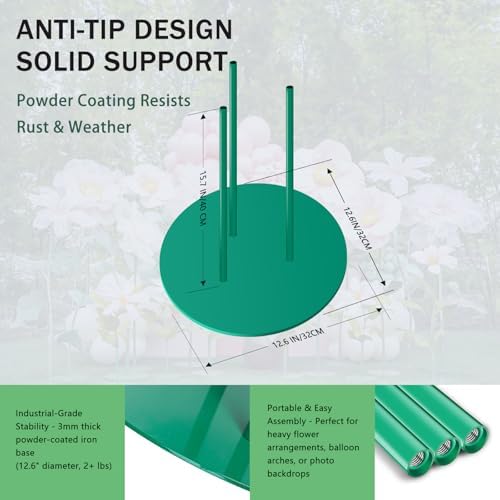 Mverse Giant Flower Stand Base and Stem, Weighted Iron Base, Flexible Pole, 3 Bendable Aluminum Pipes and Pins, alternate
