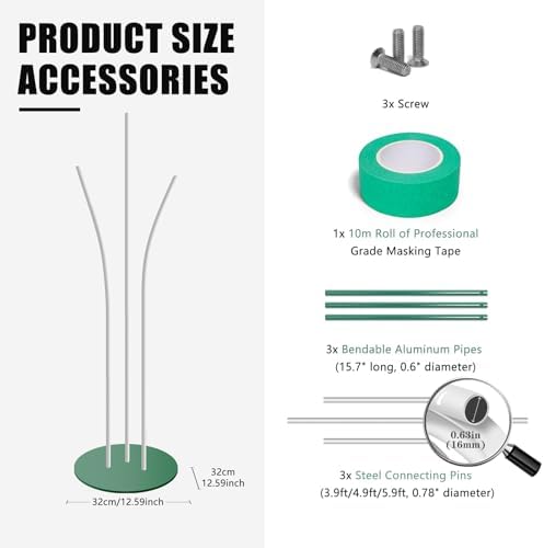 Mverse Giant Flower Stand Base and Stem, Weighted Iron Base, Flexible Pole, 3 Bendable Aluminum Pipes and Pins, alternate