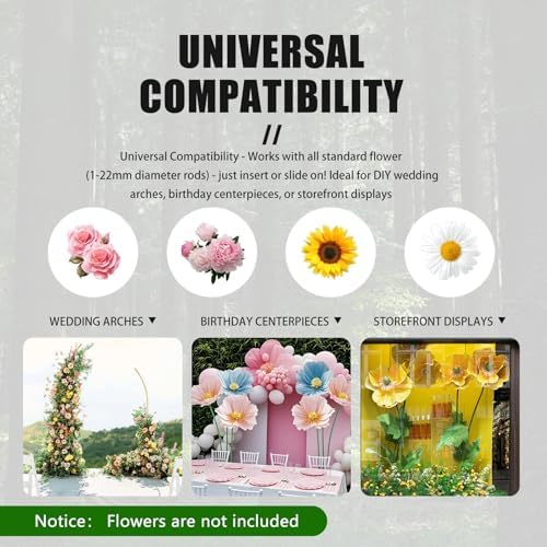 Mverse Heavy-Duty Metal Stand Base for Giant Flowers, 16.5" Powder-Coated Iron Base with 3 Bendable Aluminum, alternate view