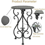 NAKUPE Plant Stand Indoor Outdoor, Metal Small Side Table 17" Tall, Black in Black, alternate view 4