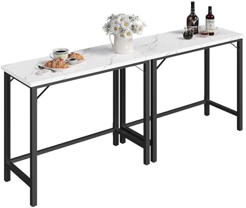 Narrow Bar Table, 63-Inch Pub Table for Dining Room, Counter Bar Tables with Sturdy Metal Frame, Connectable Bar